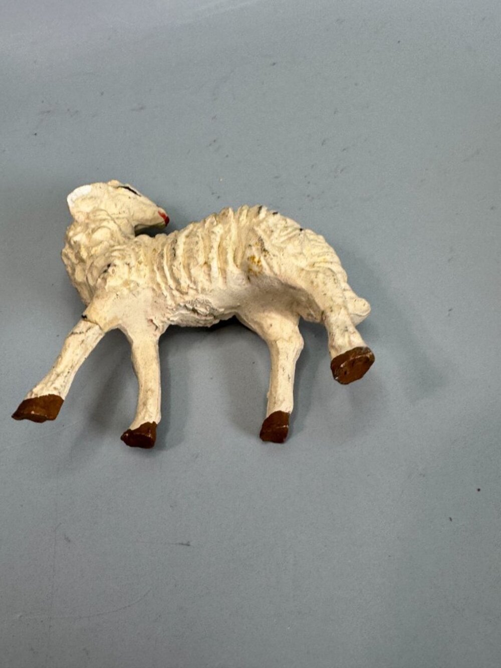 Vintage Italy Paper Mache Shepherd w Sheep Nativity Figure 8" Scale - Picture 11 of 11